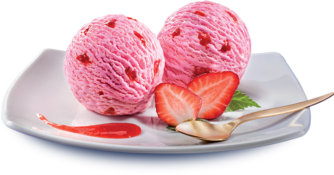 Strawberry Ice Cream Png - Ice Cream Scoop Png (992x376), Png Download