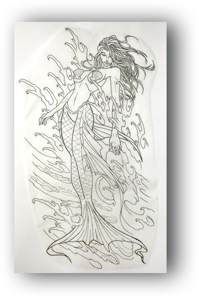 Neo Traditional Mermaid Drawings (393x587), Png Download
