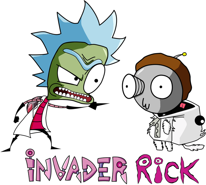 Invader Zim Rick And Morty = Invader Rick - Funny Rick And Morty Crossover (705x633), Png Download