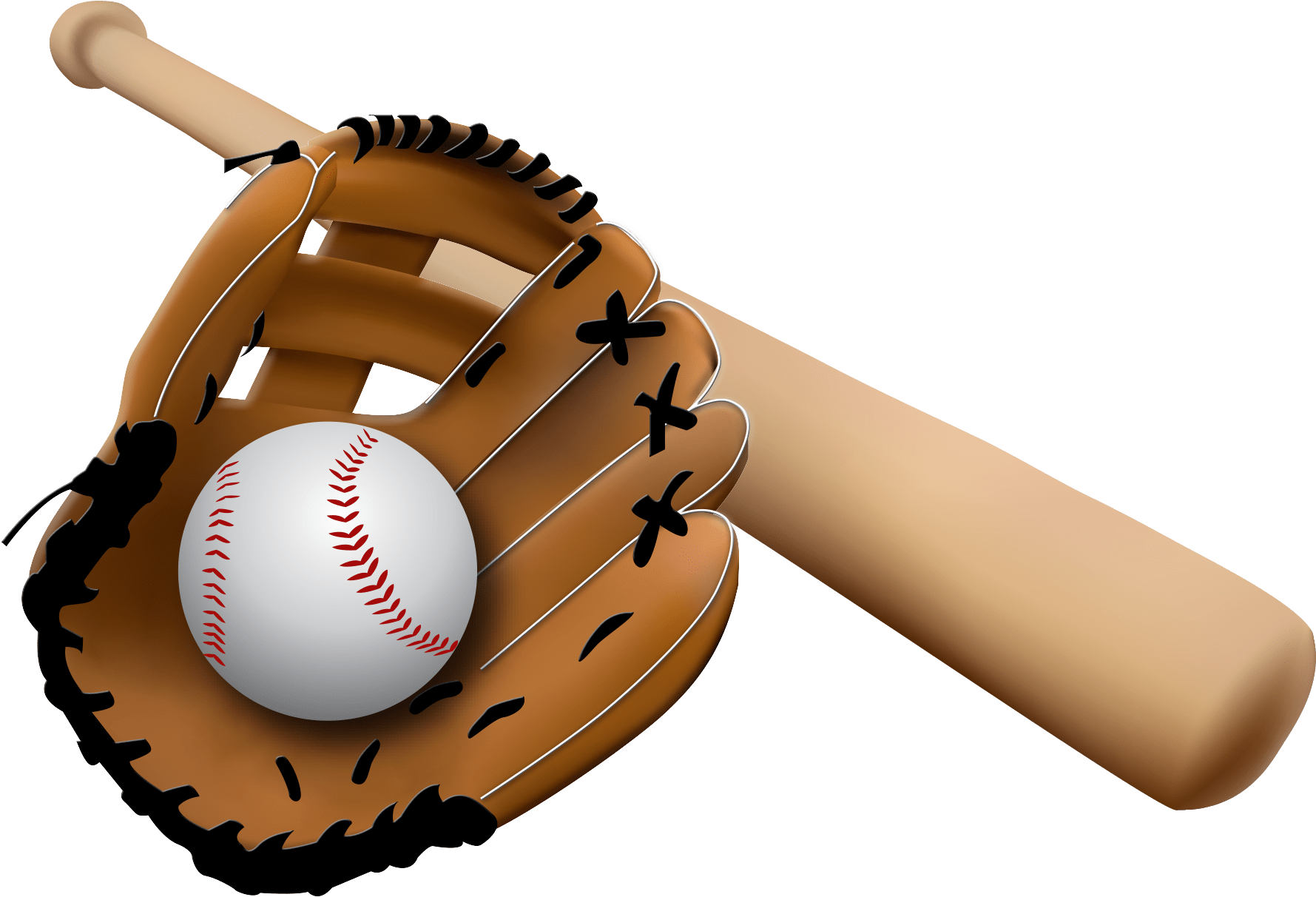 Baseball Glove And Bat - Free Clip Art Baseball Mit (1849x1251), Png Download