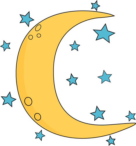Crescent Moon And Stars Clipart (376x401), Png Download