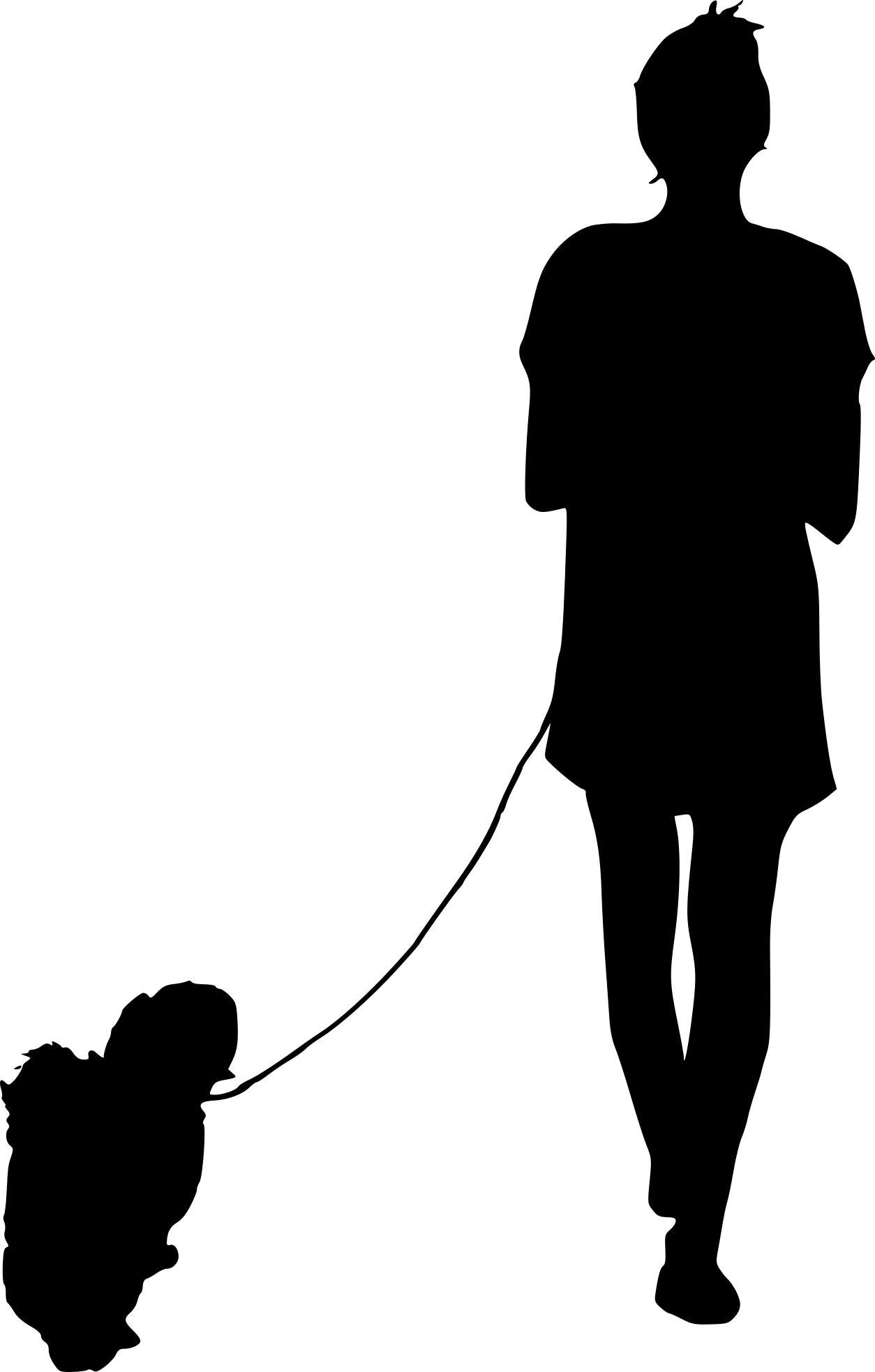 Free Download - Person Walking Dog Silhouette (1254x1967), Png Download