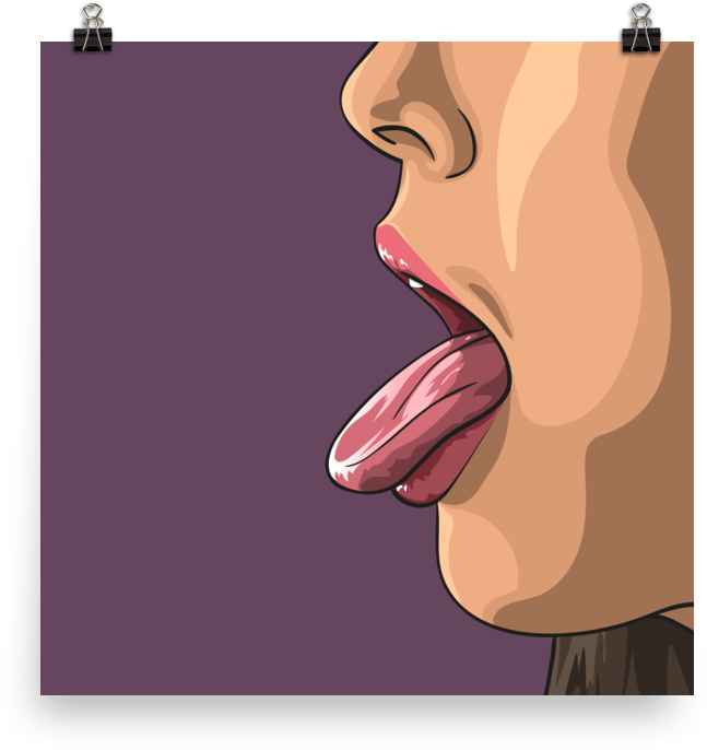 Printed Watercolour Hot Girl Poster Of A Sexy Woman - Tongue (1000x1000), Png Download