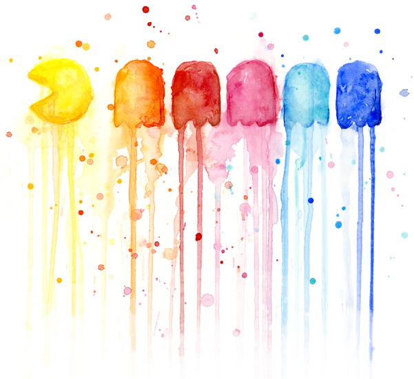 Click And Drag To Re-position The Image, If Desired - Pacman Watercolor Rainbow (600x575), Png Download