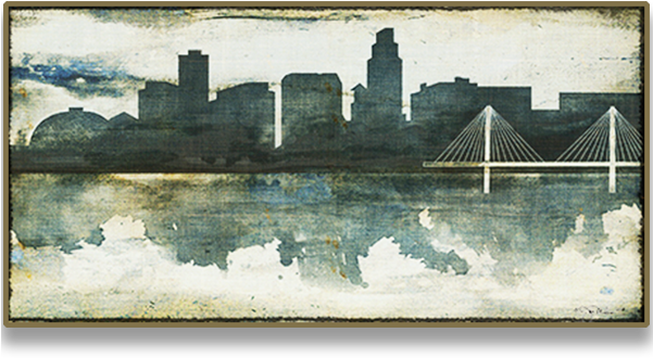 Omaha Skyline Watercolor - Big O Art (600x600), Png Download
