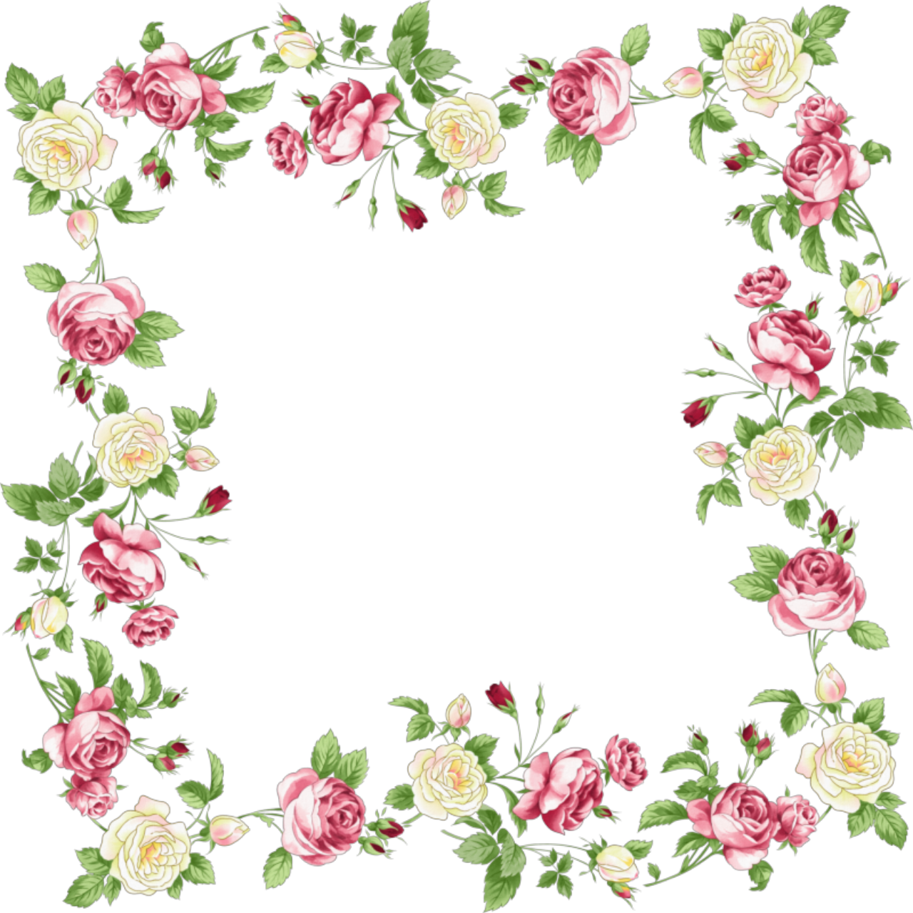 Flowers Borders Png Transparent Flowers Borders - Wedding Flowers Frame Png (1280x1280), Png Download