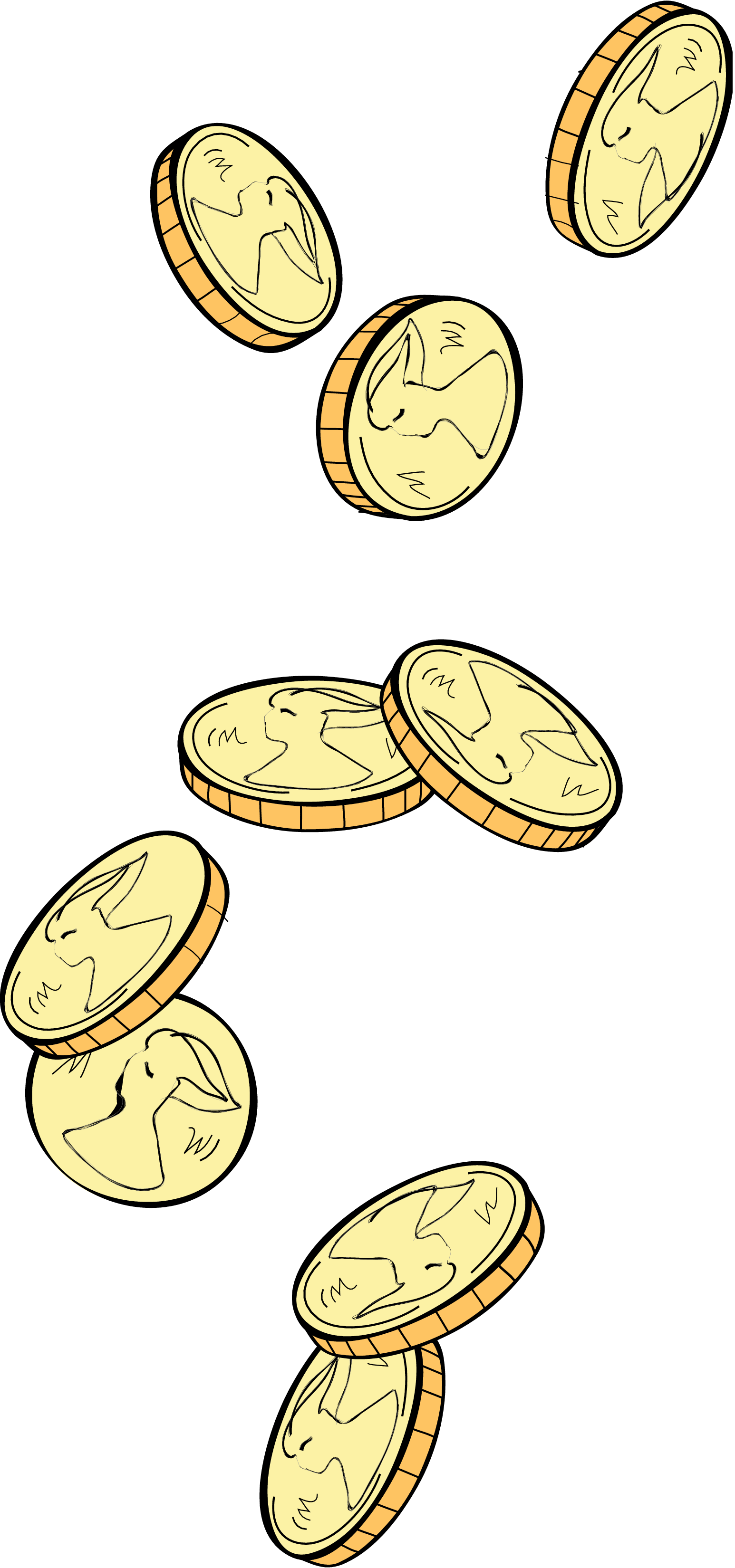 Many Falling Coins - Falling Coins Png (1546x3300), Png Download