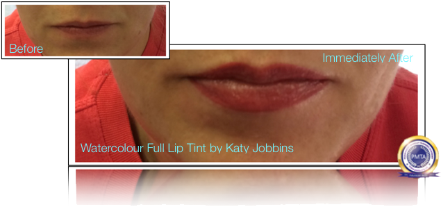 37-katy Jobbins Permanent Makeup Watercolour Full Lip - Lip Gloss (680x356), Png Download