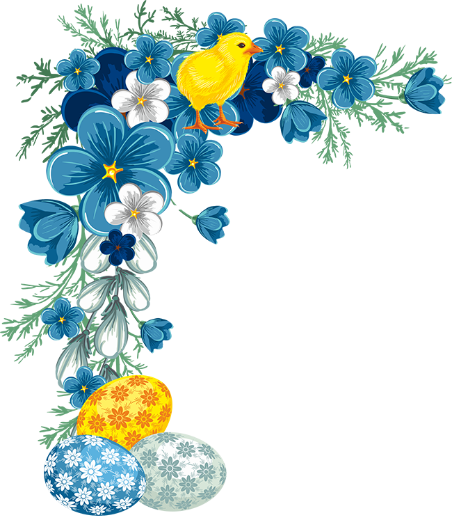 Easter Corner / Border Flower Border Png, Flower Border - Blue Flower Border (650x747), Png Download