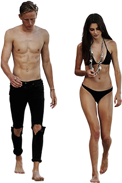 People Walking On The Beach (359x480), Png Download
