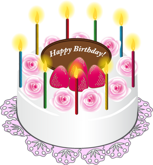 Happy Birthday Clip Art, Happy Birthday Celebration, - Happy Birthday Cake Png (395x427), Png Download