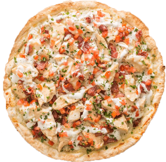 Roasted Chicken, Crispy Bacon, Fresh Tomatoes, & Creamy - Maestro Pizza (580x568), Png Download
