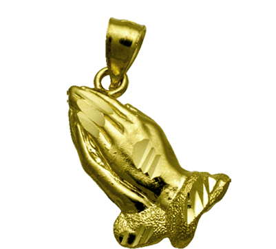 14k Yellow Gold Praying Hands Charm (400x400), Png Download