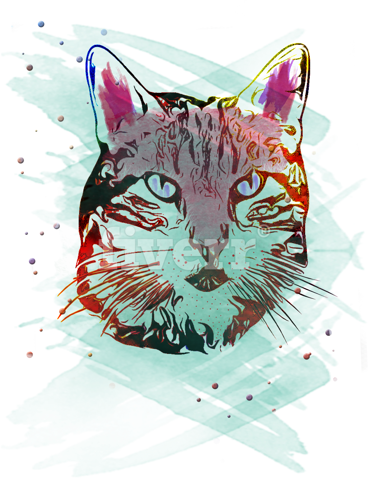 Do Unique Watercolor Tshirt Design For You And Your - Tabby Cat (1200x1600), Png Download