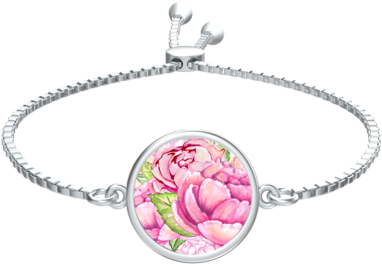 Watercolor Peony Slider Bracelet - Bracelet (500x500), Png Download