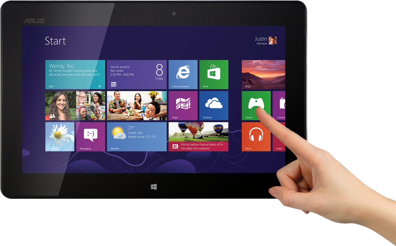Finger Touch Tablet Png Image - Asus Vivotab Rt Tf600t-b1-gr 10.1-inch 32 Gb Tablet (1680x1048), Png Download