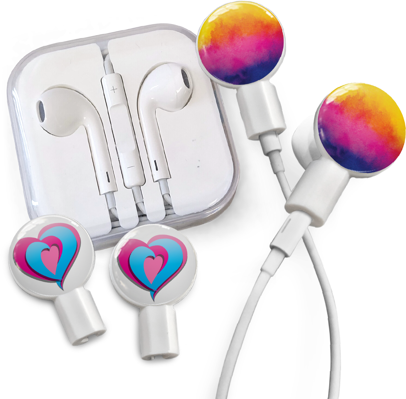 Earbuds Combo Pack - Deka Sounds Dekaslides Earbuds Combo Tri Heart + Watercolor (1501x1501), Png Download