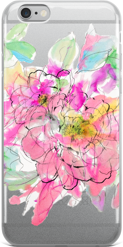 Watercolor Peony Iphone Case - Mobile Phone (1000x1000), Png Download