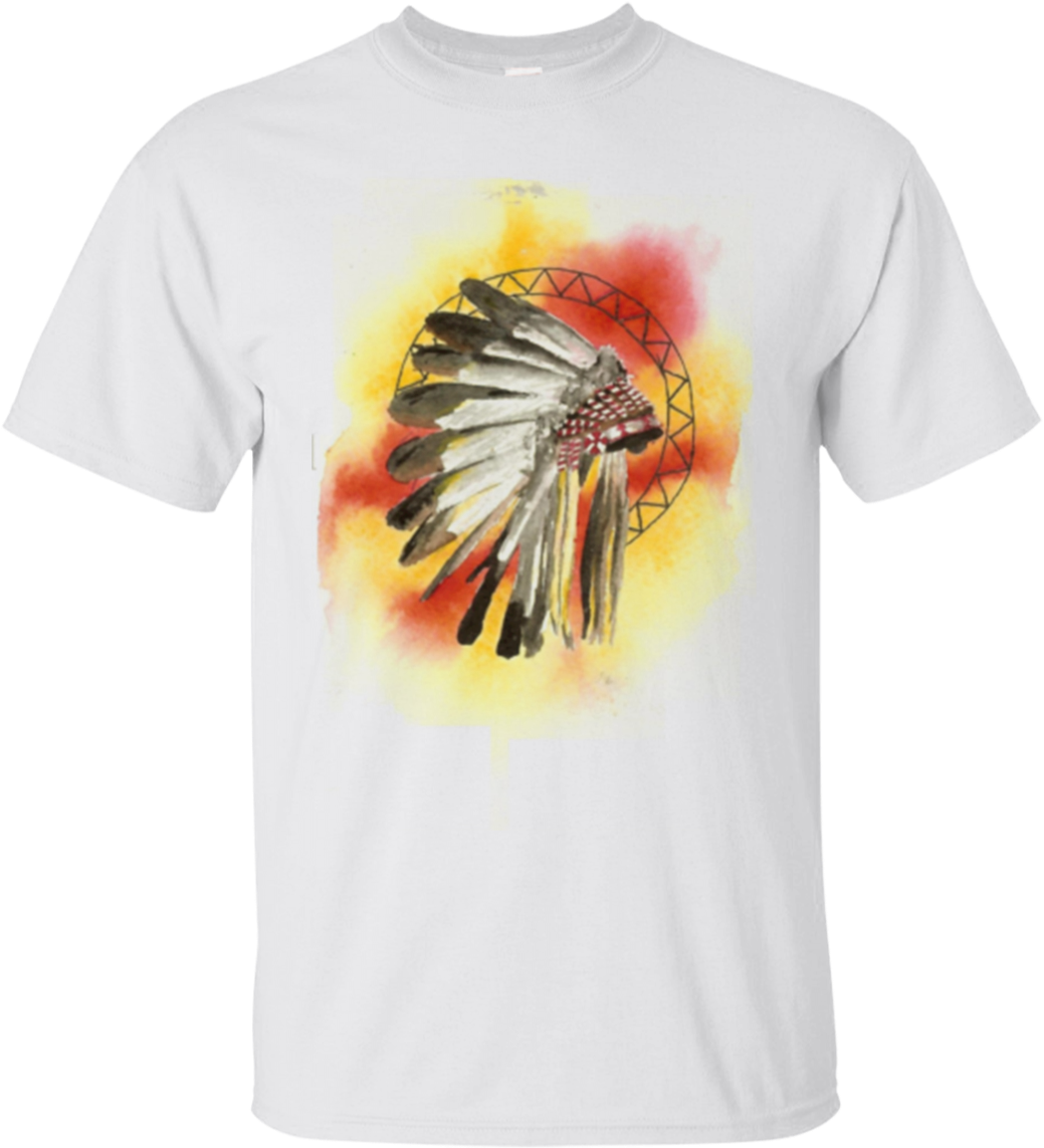 Watercolor Native American Headdress T Shirt Gildan - Zazzle Native American Headresss Key Ring (1155x1155), Png Download