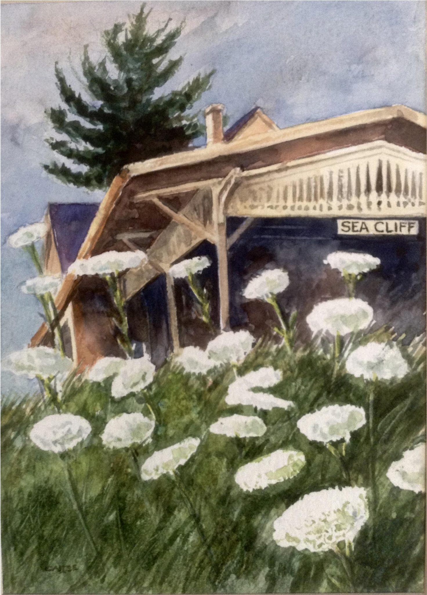 Dante Calise Wildflowers At Sea Cliff New York, Watercolor - Watercolor Painting (2048x2048), Png Download