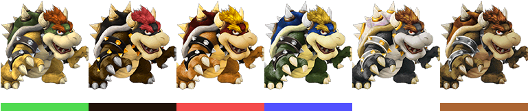 Bowser Palette - Super Smash Bros Bowser Skins (768x172), Png Download