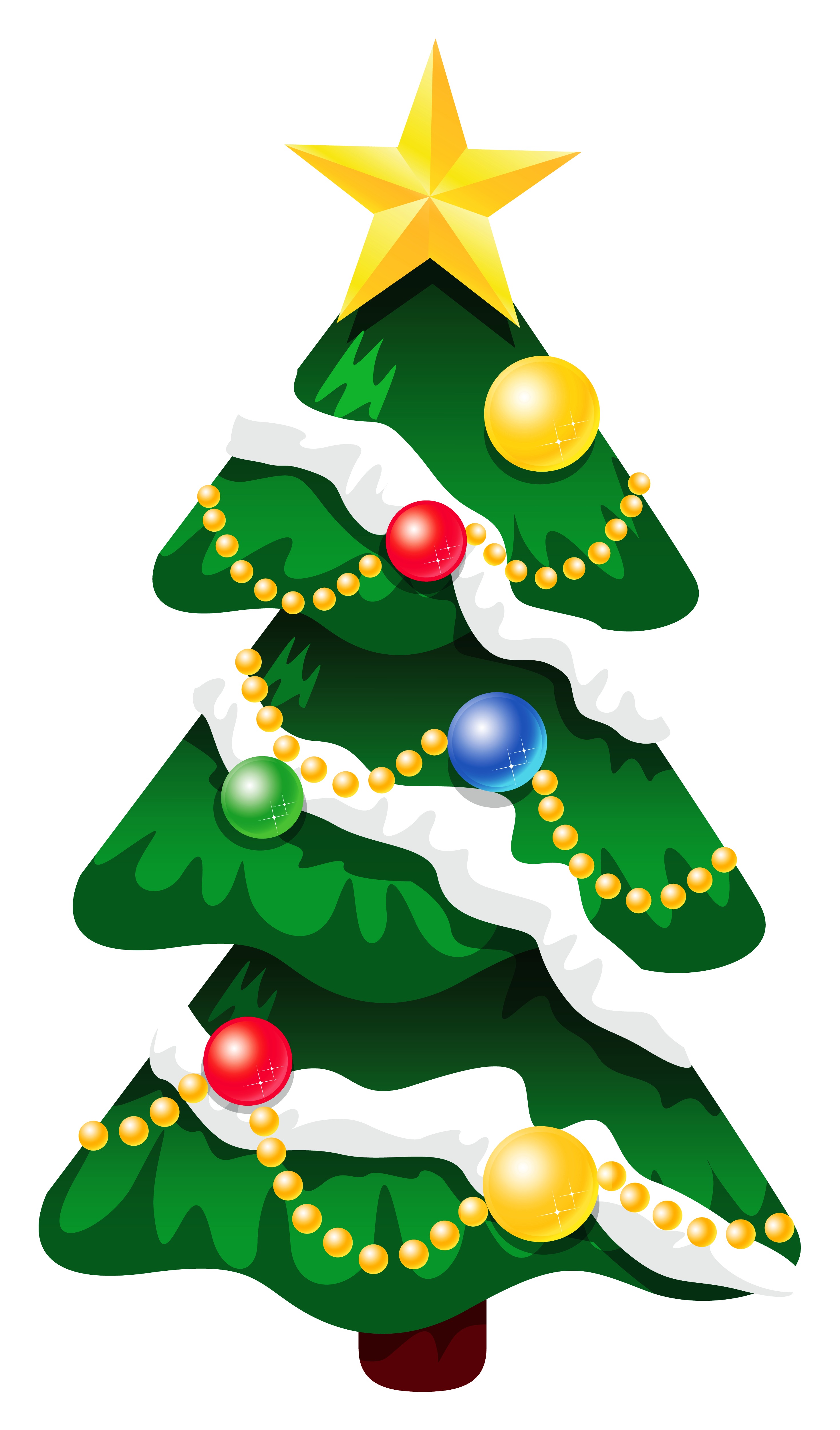 Transparent Snowy Deco Xmas Tree With Star Png Clipart - Christmas Icons (3081x5059), Png Download