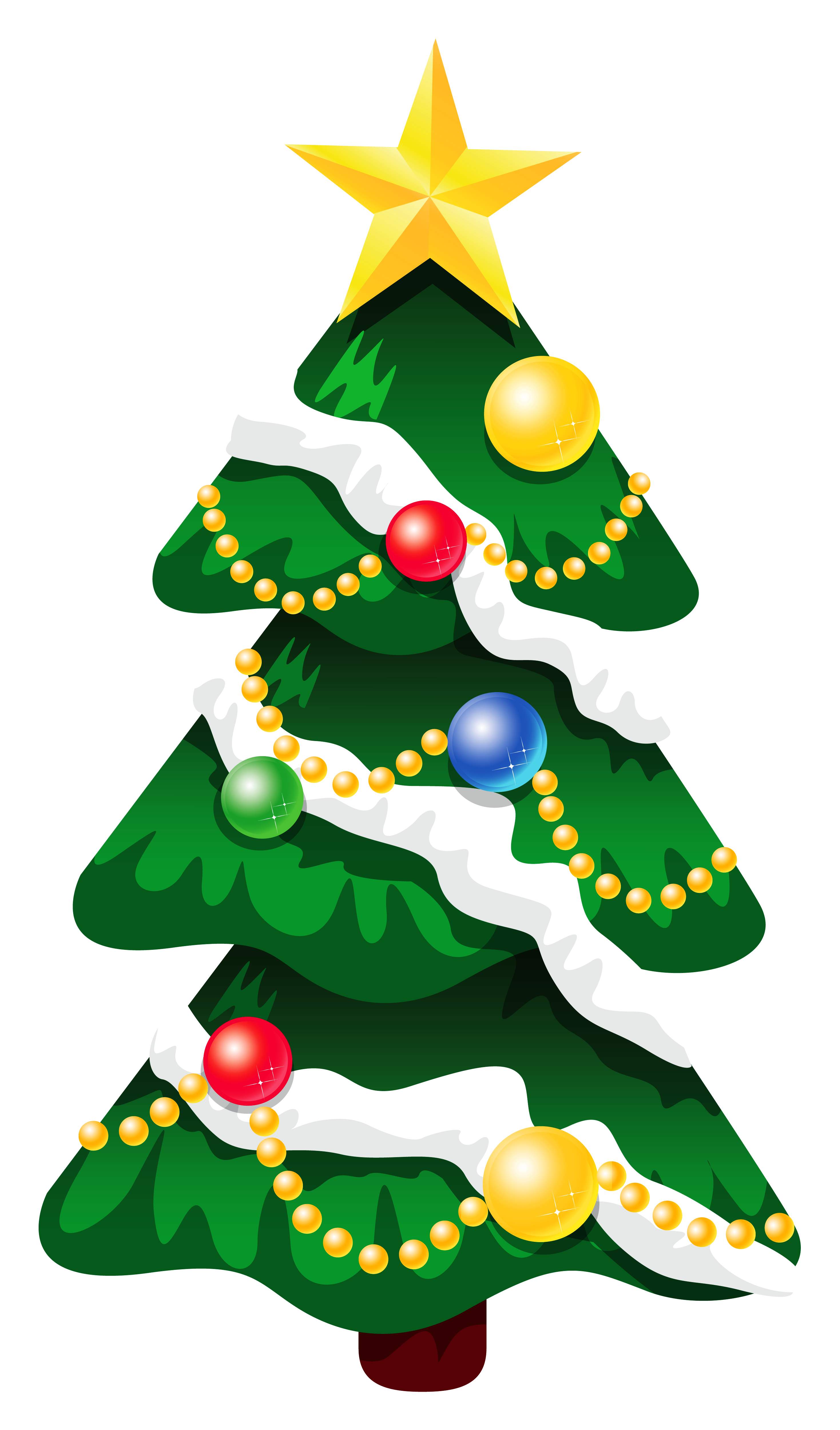 Download Transparent Snowy Deco Xmas Tree With Star Png Clipart