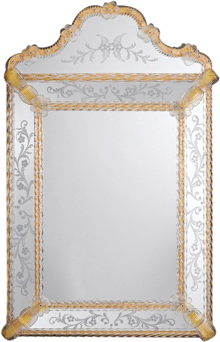 Murano Venetian Mirror With Gold Ribbon Border - Decorative Crafts 876 Venetian Glass Mirror (750x750), Png Download