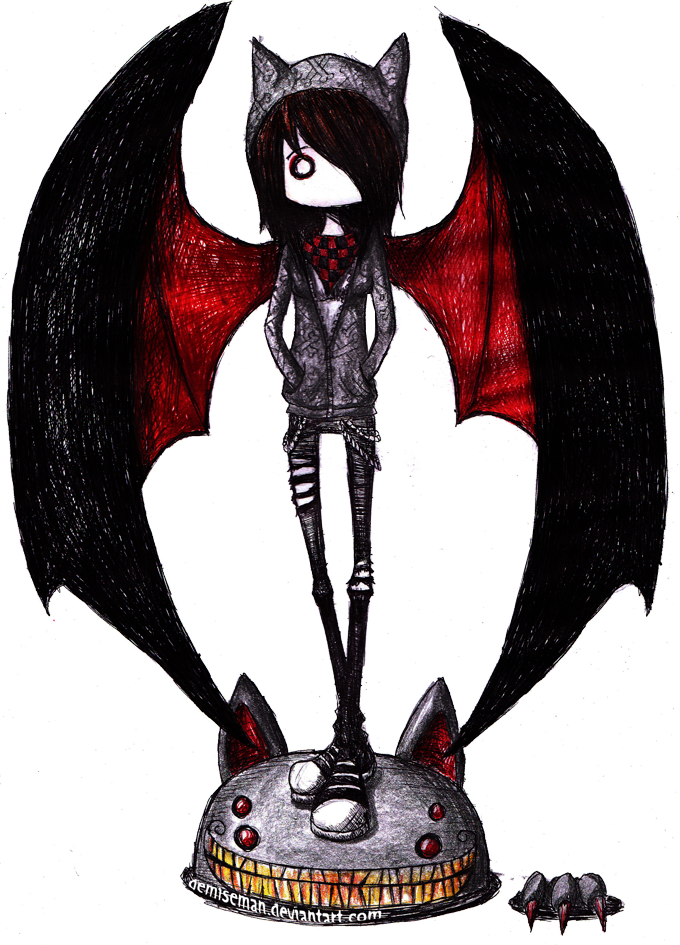Drawn Emo Demon (680x945), Png Download
