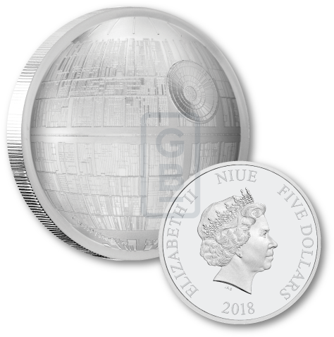 Silver Numis Star Wars-death Star Ultra High Relief - 2017 Nzm 1 Oz Pure Silver Bu Star Wars Darth Vader (500x500), Png Download
