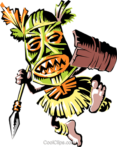 Cartoon Tribal Warrior - Tribal Warrior (384x480), Png Download