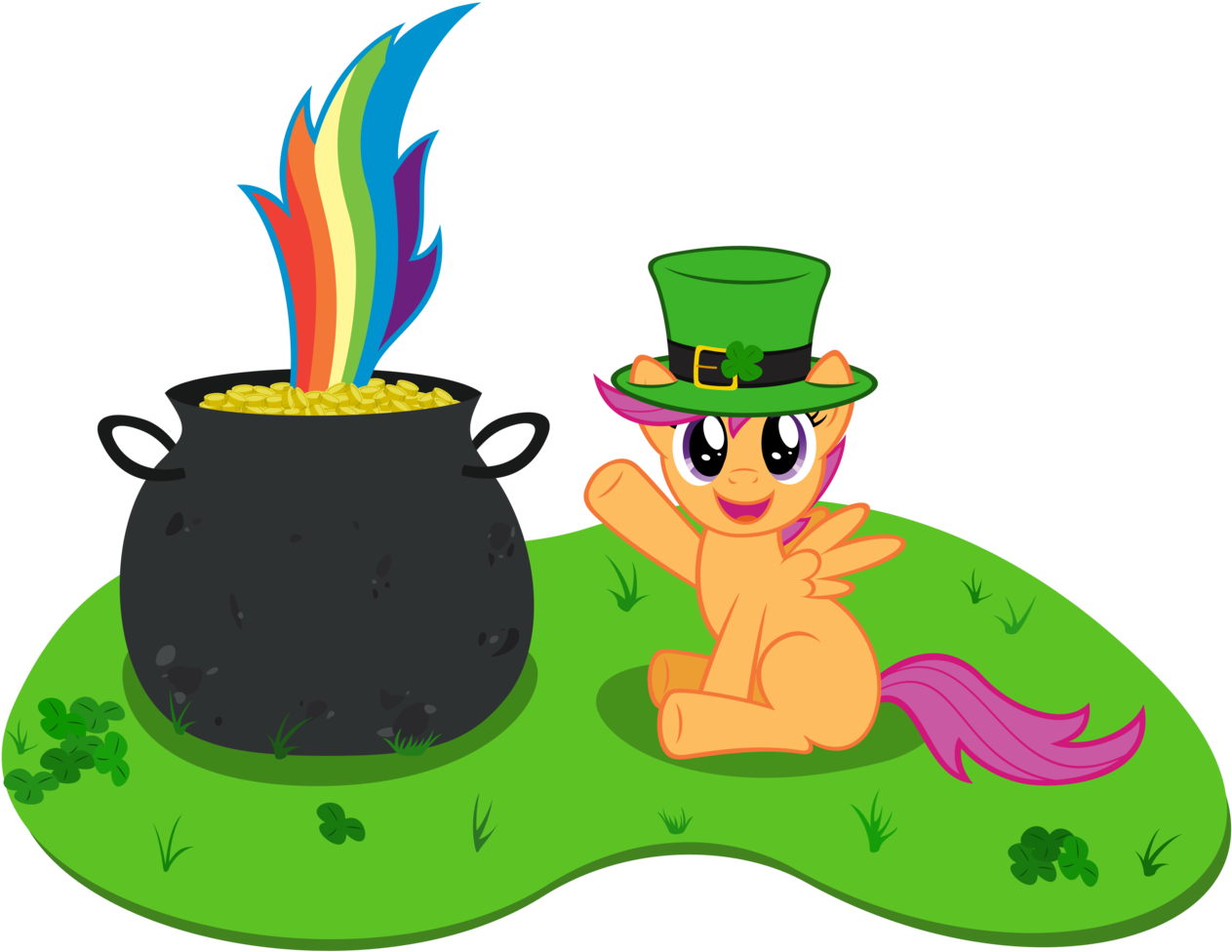 Stabzor, Clover, Cute, Cutealoo, Hat, Pot Of Gold, - Pot Of Gold End Rainbow (1280x997), Png Download
