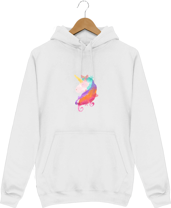 Hoodie Men Watercolor Unicorn By Pinkglitter - Sweatshirt (690x850), Png Download