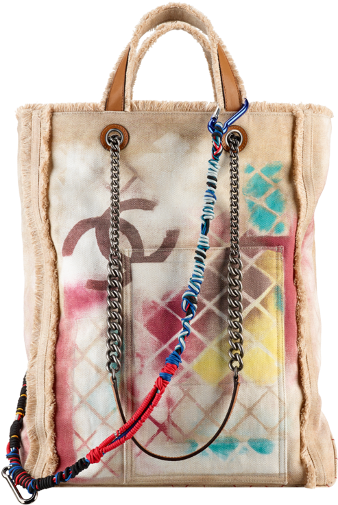 Chanel Graffiti Printed Canvas Medium Backpack Grey - Chanel Graffiti Canvas Tote (846x1080), Png Download