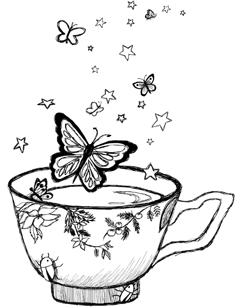 Teacup Coffee Watercolor Painting Png Library Download - Sketch (1000x1333), Png Download