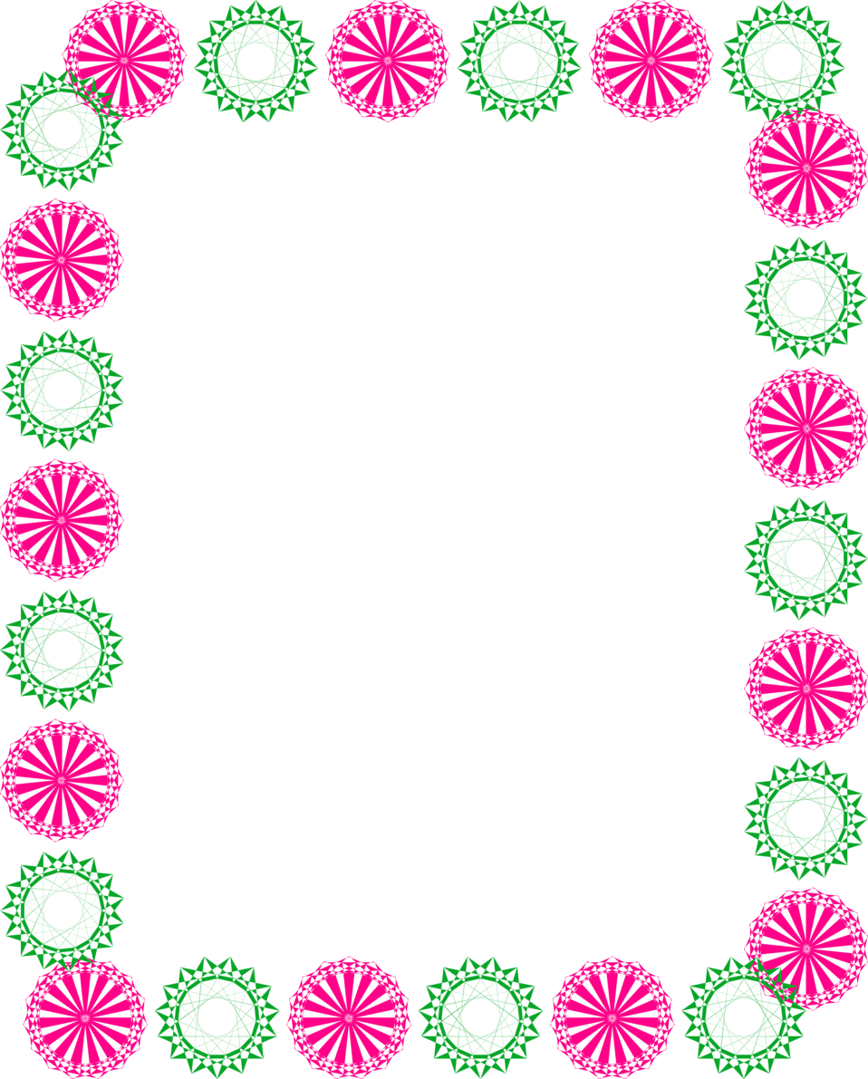Green And Pink Clipart Circle Border Design 2016 Sadiakomal - Pink And Green Border Design (958x1191), Png Download