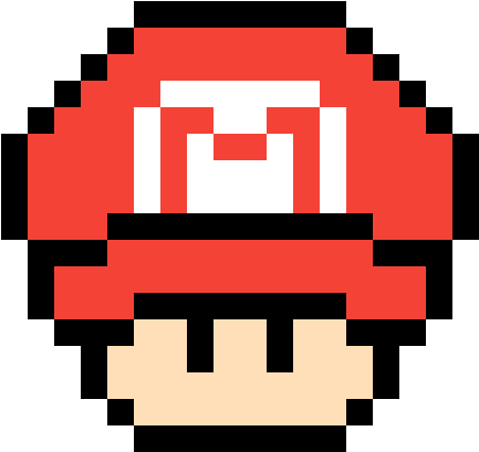 Mario Mushroom With Mario Hat - Mario Christmas Pixel Art (1200x1200), Png Download