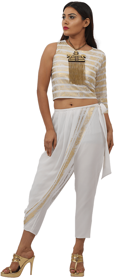 Bahubali 2 Tie-up Blouse & Wrap Around Pants - Baahubali (640x1060), Png Download
