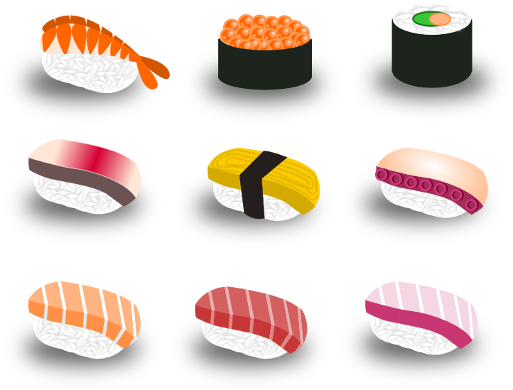 Vector Sushi Background - Sushi Maki Vector Png (722x549), Png Download