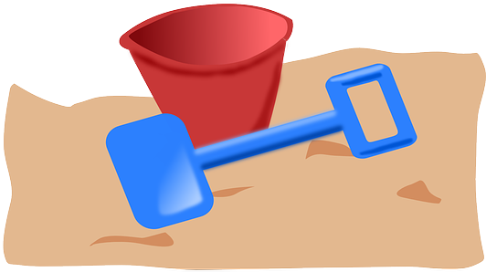 Sand, Beach, Child, Cartoon, Spade, Bucket, Shovel - Bucket And Spade Clipart (640x320), Png Download