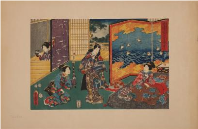 Trois Oban Yoko-e Représentant Des Scènes Du "genji - Room (398x598), Png Download