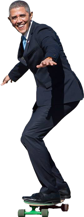 Picture Transparent Stock Impersonator On Skateboard - Obama On A Skateboard (276x701), Png Download