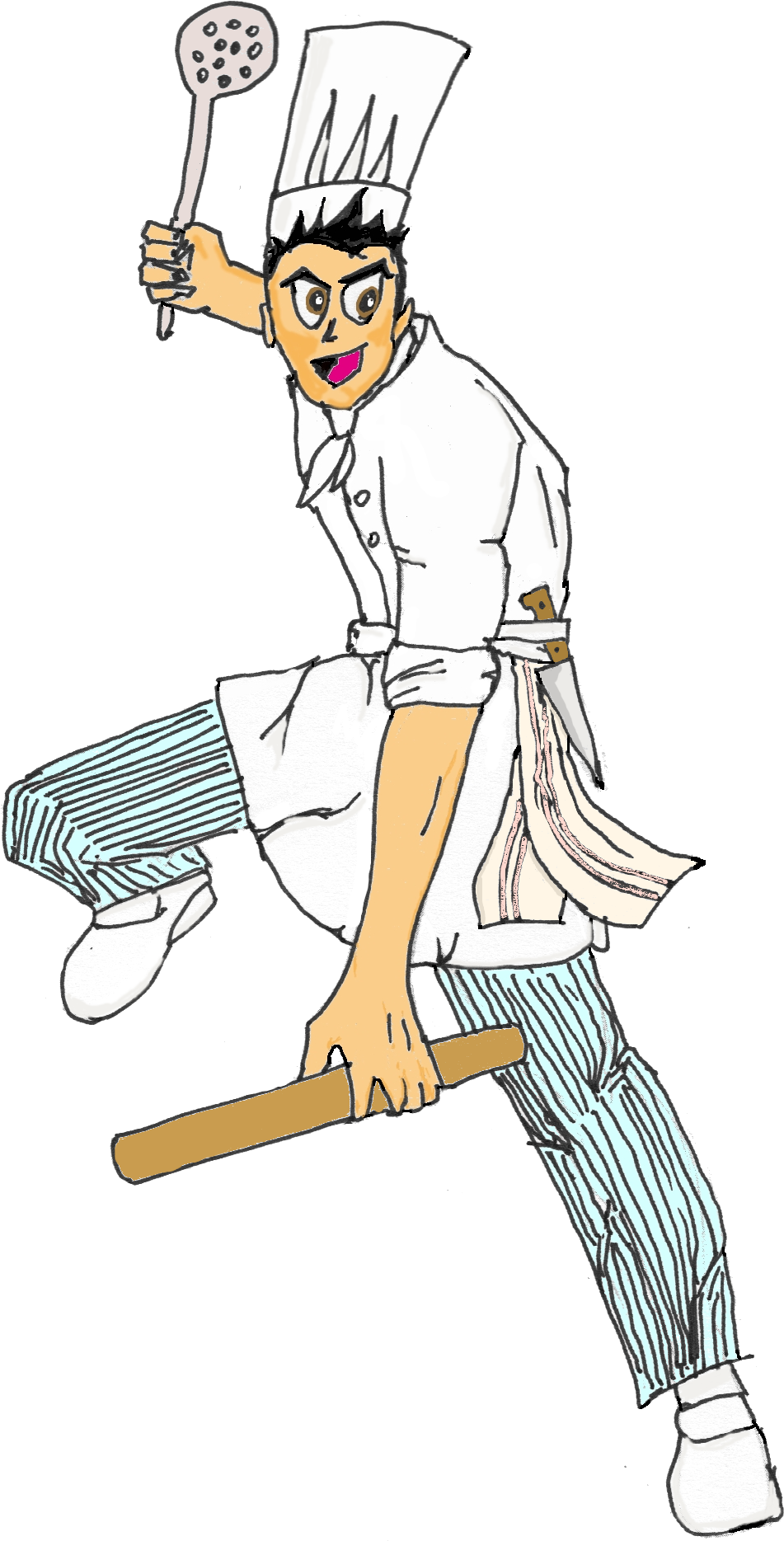 Chef Cuisinier Ninja - Cuisinier Manga Dessin (988x1880), Png Download