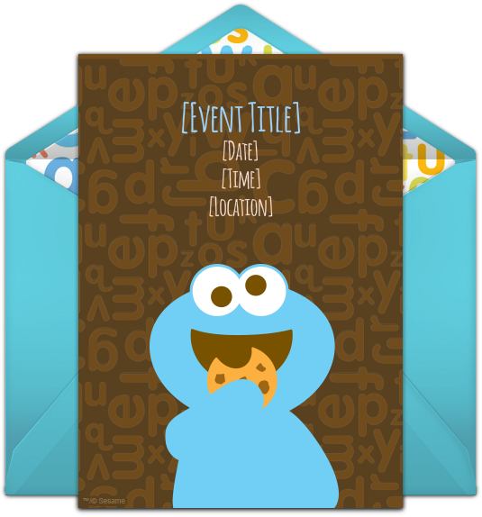 Free, Baby Cookie Monster Invitations We Love This - Cookie Monster (650x650), Png Download