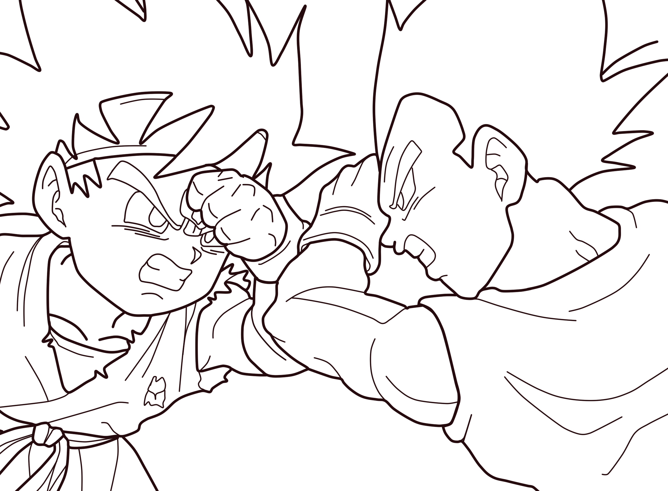 Goku Jr Vegeta Jr Lineart 01 By Zed Creations Lineart - Goku Jr Vs Vegeta Jr (2300x1693), Png Download