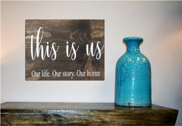 Rustic Wood Sign -this Is Us - Glass Bottle (600x600), Png Download