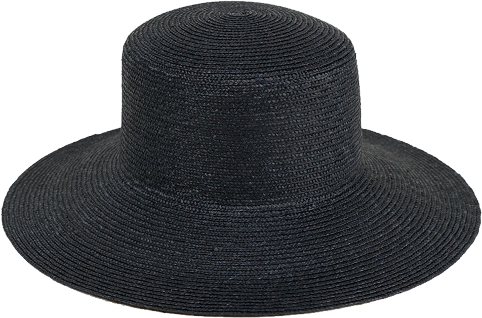 Medium Brim Flat Top Hat In Black Straw - Scrunchie (1345x898), Png Download
