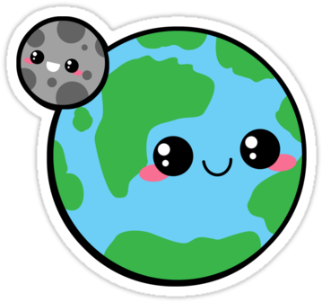 Vector Freeuse Planets Sticker Challenge On Picsart - Moon And Earth Clipart (375x360), Png Download