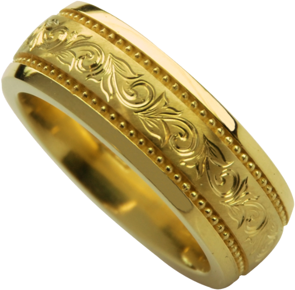 Hand Engraved 18k Band - Musical Ensemble (640x640), Png Download