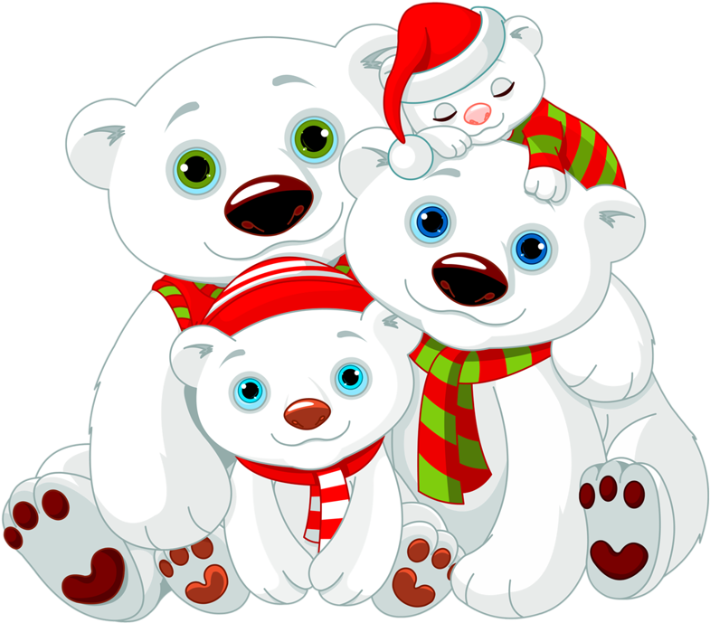 Love Clipart Polar Bear - Familia De Osos Polares Animados (800x800), Png Download
